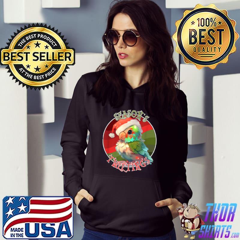 Season's Tweetings Cute Christmas Kawaii Bird Santa Hat Vintage T-Shirt Hoodie