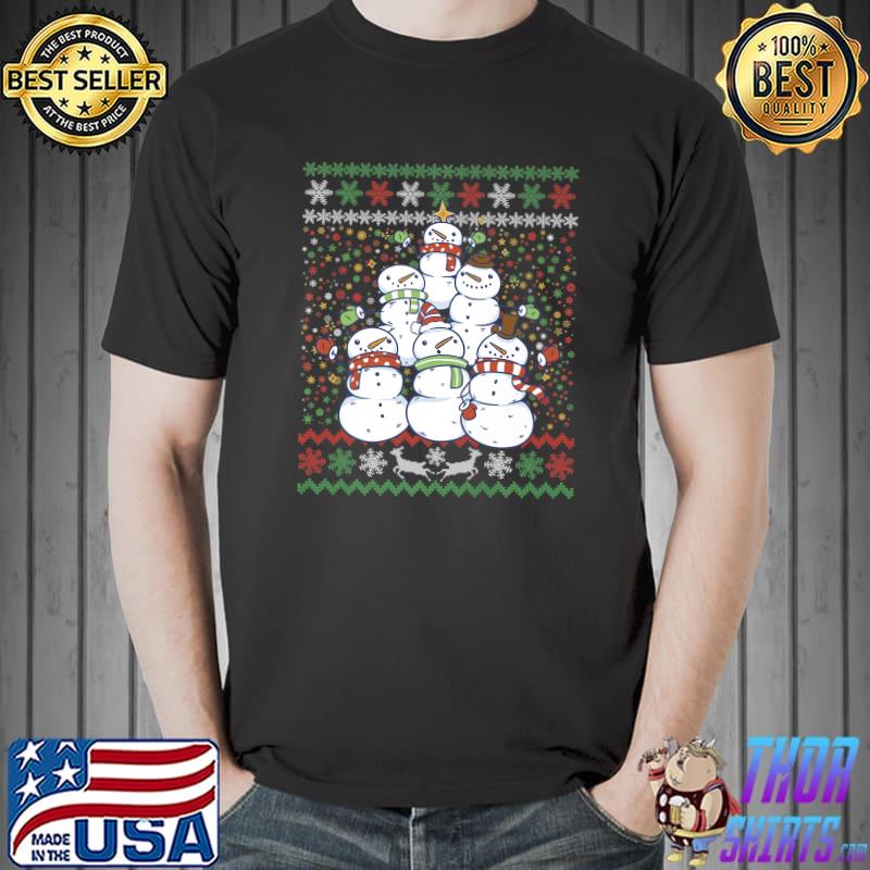 Snowman Christmas Tree Design Snowman T-Shirt