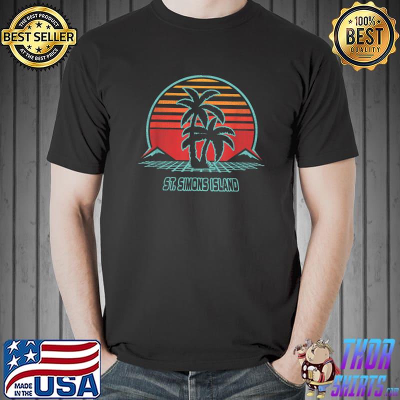 St. Simons Island Palms Tree Vintage 80s Style T-Shirt