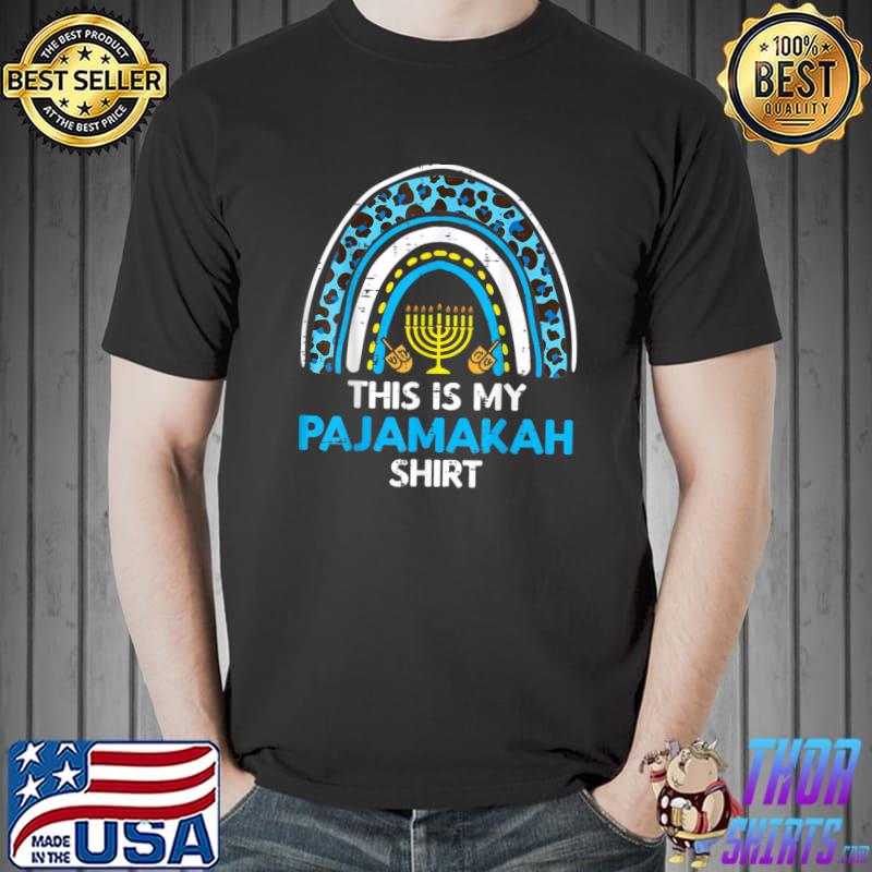 This Is My Hanukkah Pajama Happy Hanukkah Blue Rainbow Leopard T-Shirt