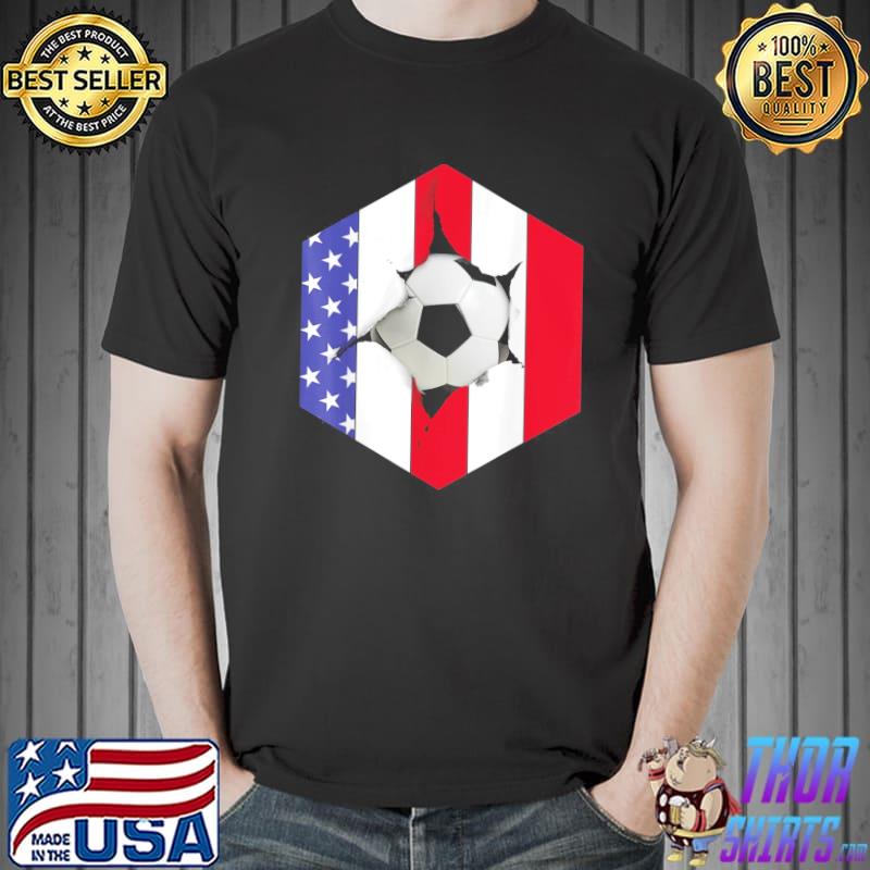 Us flag soccer ball shirt