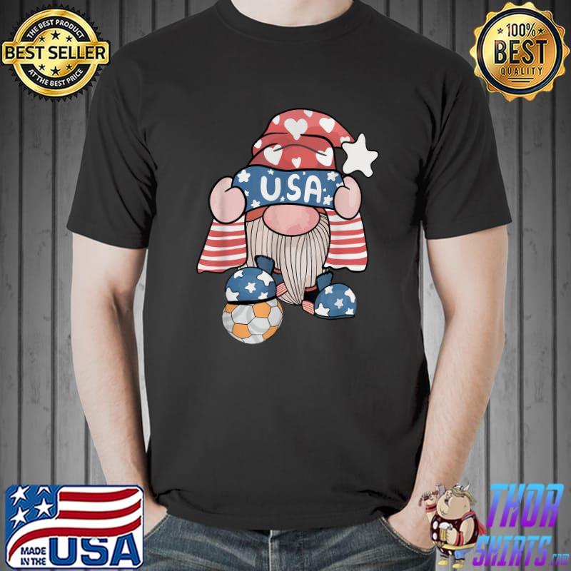 Usa American Soccer Team Football Gnomes American Flag T-Shirt