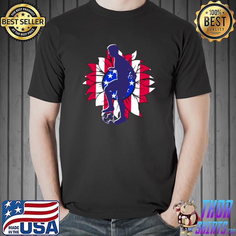 Usa world cup 2022 soccer sunflower american flag T-Shirt