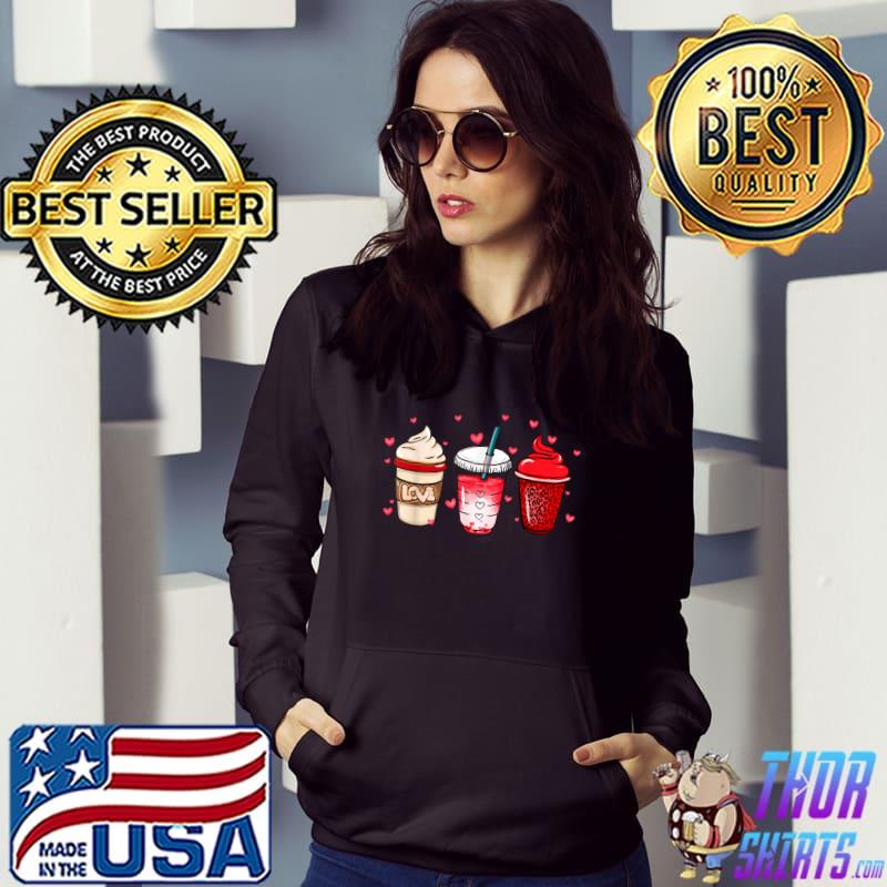 Valentine Coffee Heart Iced Coffee Lover Valentine Day T-Shirt Hoodie