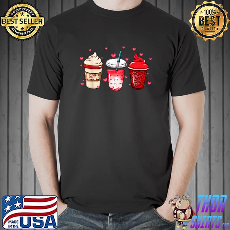 Valentine Coffee Heart Iced Coffee Lover Valentine Day T-Shirt