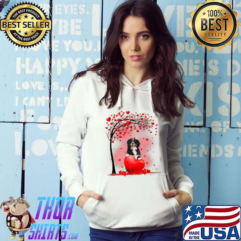 Valentines Day Bernese Mountain Tree Heart Puppy Dog Lover T-Shirt Hoodie
