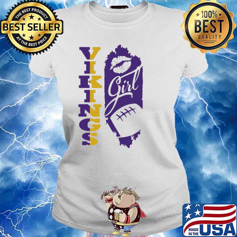 Vikings Girl Lip Baseball Shirt Ladies tee