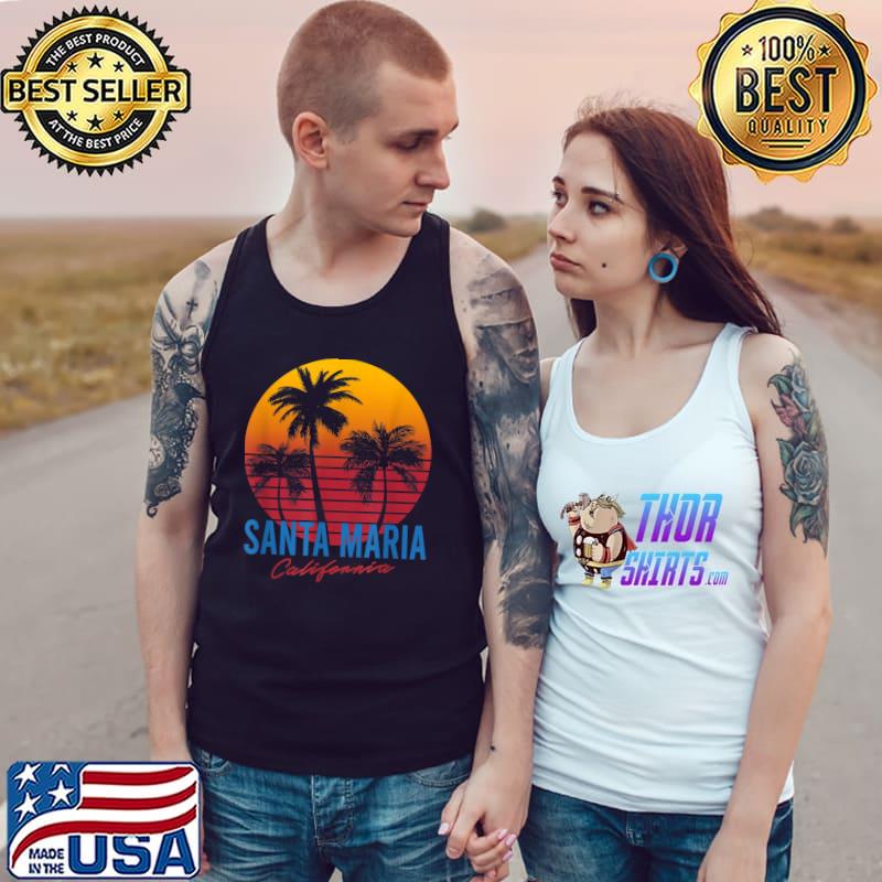 Vintage Santa Maria California Palm Trees Sunset T-Shirt Tank Top