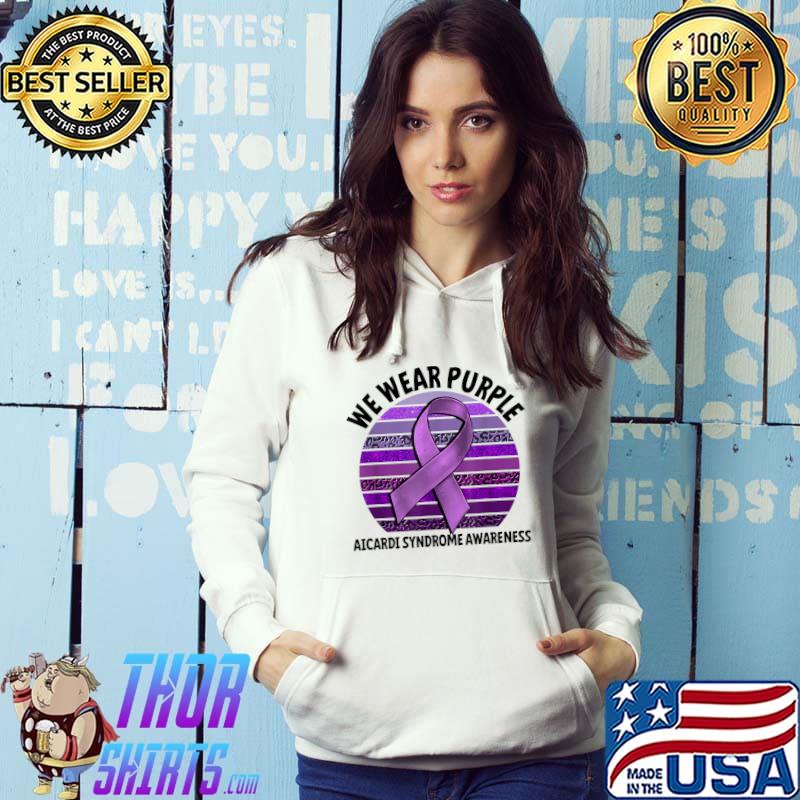 We Wear Purple For Aicardi Syndrome Awareness Purple Ribbon Vintage Leopard T-Shirt Hoodie