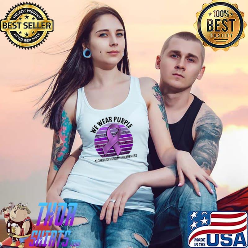 We Wear Purple For Aicardi Syndrome Awareness Purple Ribbon Vintage Leopard T-Shirt Tank Top
