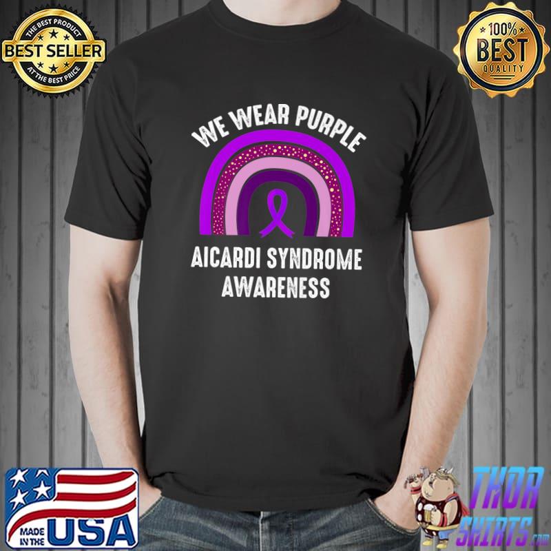 We Wear Purple For Aicardi Syndrome Awareness Rainbow T-Shirt
