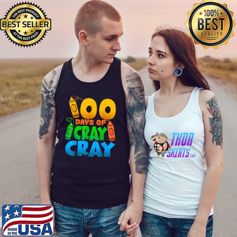 100 Days Of Cray Crayons Colors School Teachers Students T-Shirt Tank Top
