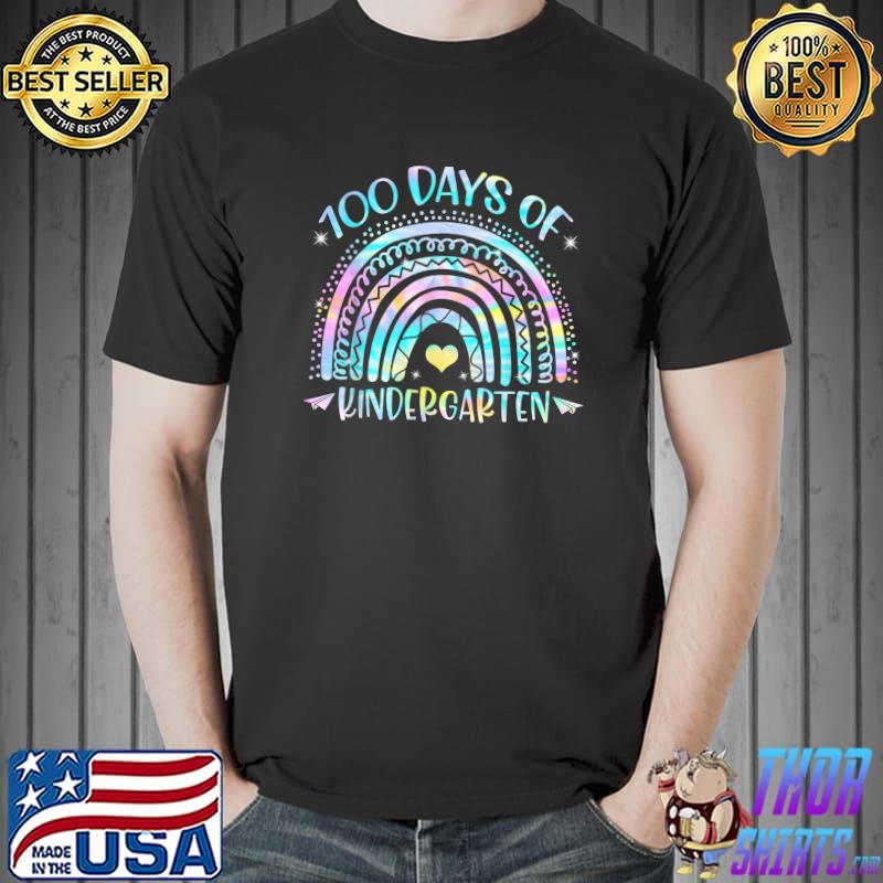 100 Days Of Kindergarten School Teacher Smarter Rainbow Tie Dye T-Shirt