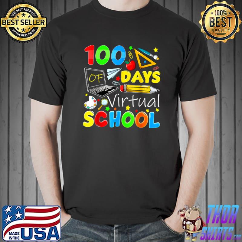 100 Days Of Virtual School Computer 100th Day Of School 2023 T-Shirt