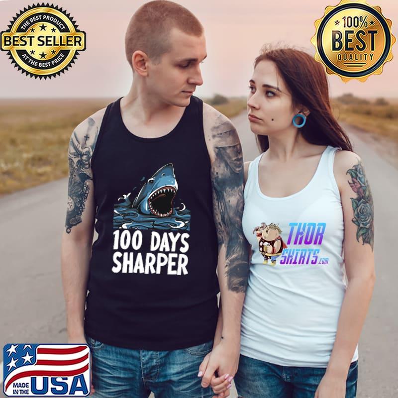 100 Days Sharper Shark Lovers 100th Day of School T-Shirt Tank Top
