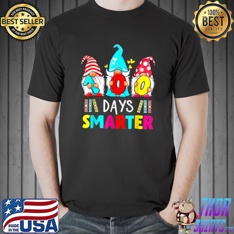 100 Days Smarter Cute Gnomes Happy 100th Day Of School Gnome T-Shirt