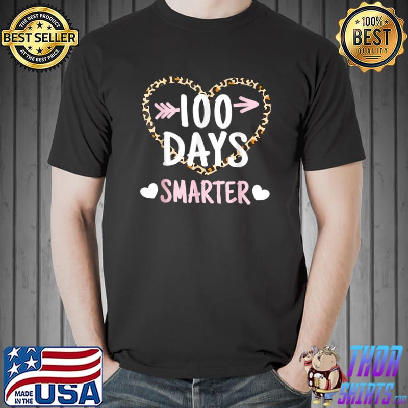 100 Days Smarter Leopard Heart 100th Day Of School Teacher T-Shirt