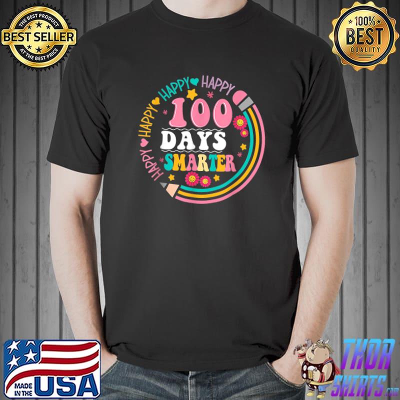 100 Days Smarter Pencil Retro Happy 100th Day Of School Student Teacher T-Shirt
