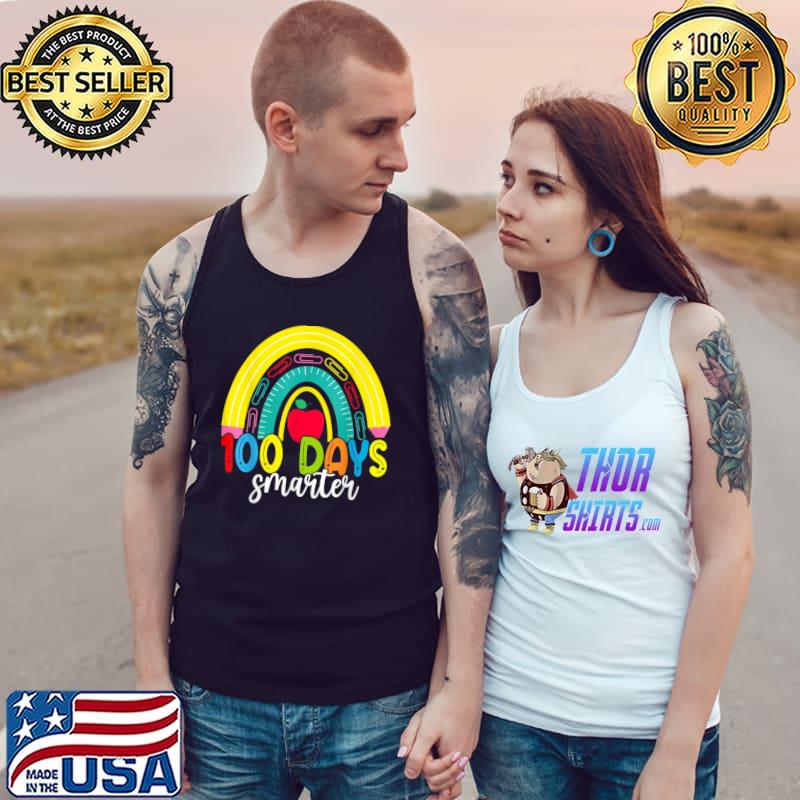 100 Days Smarter Rainbow 100th Day Of School Teacher Gift T-Shirt Tank Top