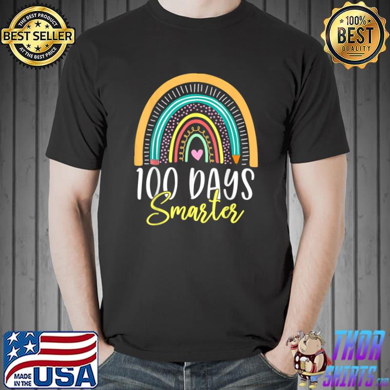 100 Days Smarter Rainbow Pencil Preschool Prek Teachers T-Shirt