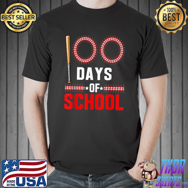 100th Day Of School Teachers Baseball Stars Happy 100 Days T-Shirt
