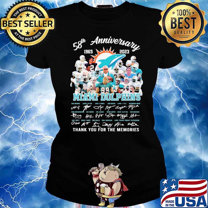 58th Anniversary 1965 2023Miami Dolphins Thank You For The Memories Shirt Ladies tee