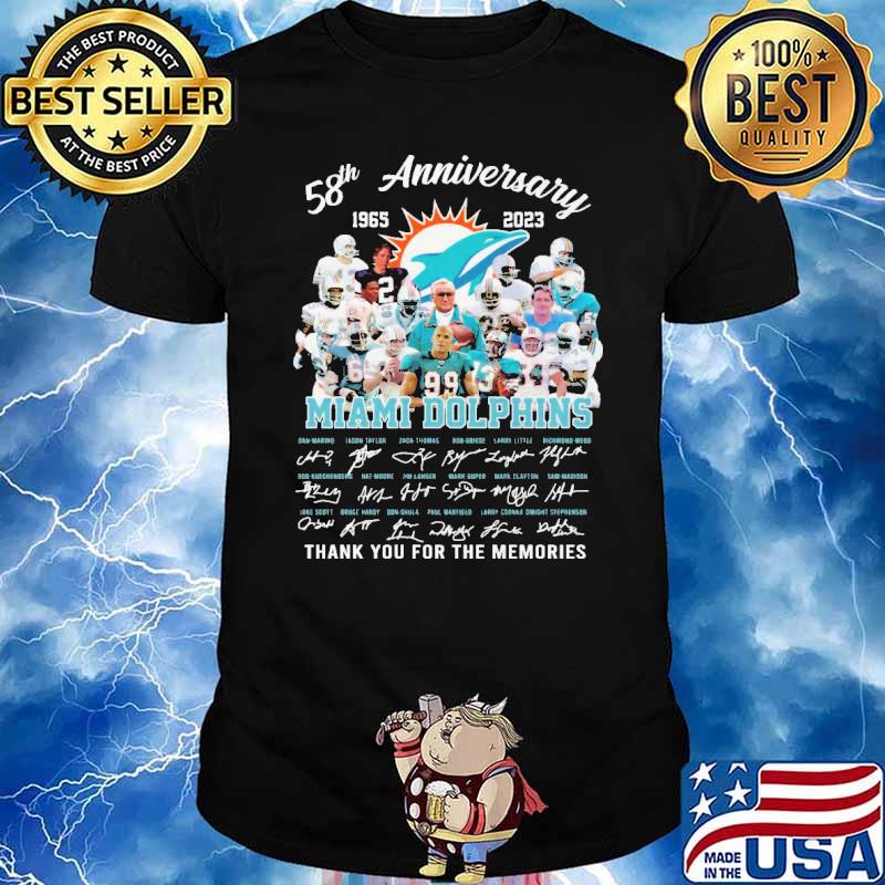 58th Anniversary 1965 2023Miami Dolphins Thank You For The Memories Shirt