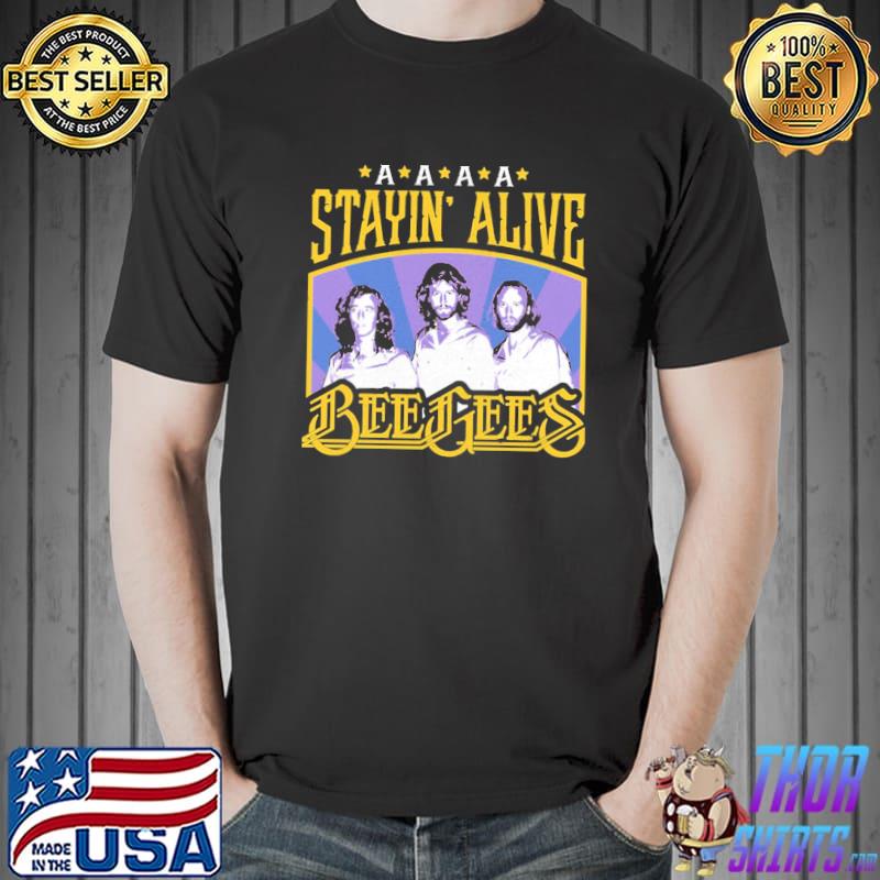 A a a stayin alive bee gees vintage shirt