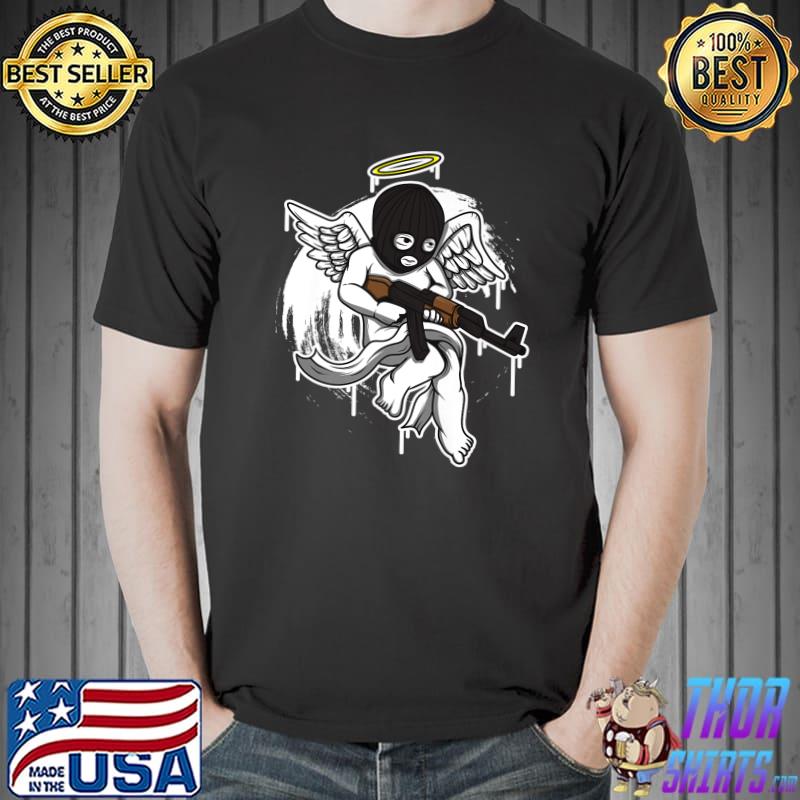Angel money ak4 strap muerte rap ski mask streetwear T-Shirt