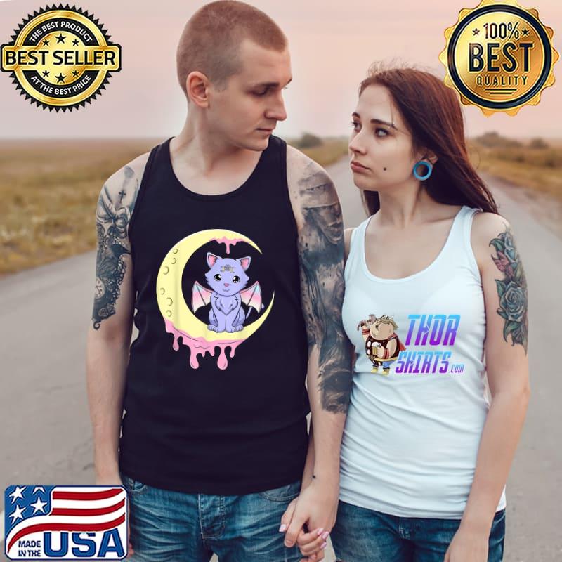 Anime Cat Witch On The Moon Kawaii Witchy Pastel Goth Cat T-Shirt Tank Top
