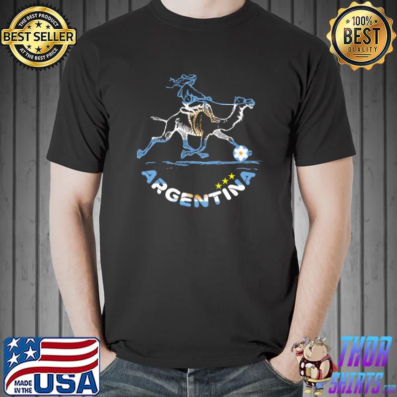 Argentina Flag Three Stars Argentina Corazón Bandera Camel T-Shirt