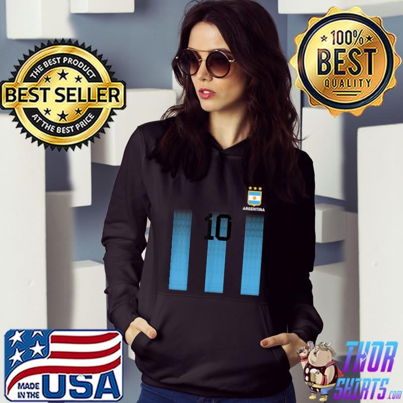Argentina Number 10 Argentinaian Flag Soccer Worldcup T-Shirt Hoodie