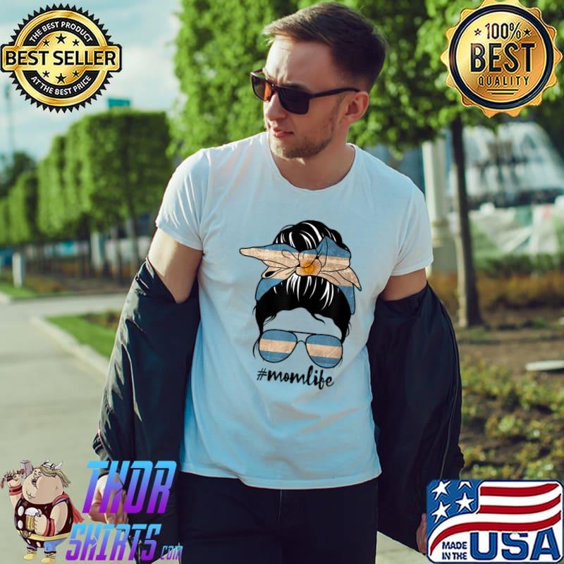 Argentinian Mom Life Meesy Mommy Mama Sunglasses Argentine Flag T-Shirt