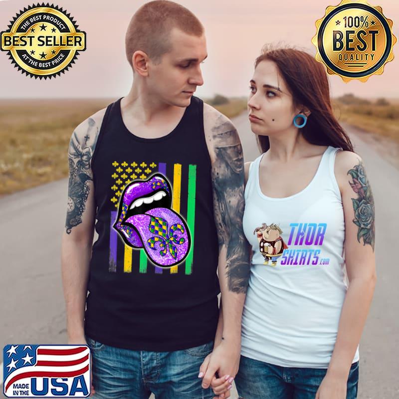 Awesome Mardi Gras 2023 Flag Lips T-Shirt Tank Top