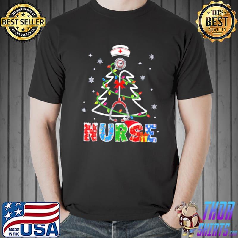 Awesome nurse christmas tree classic shirt