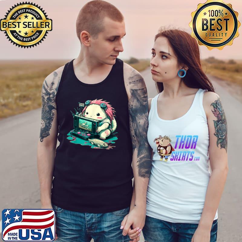 Axolotl Fish Playing Video Game Lizard Gamer Retro T-Shirt Tank Top