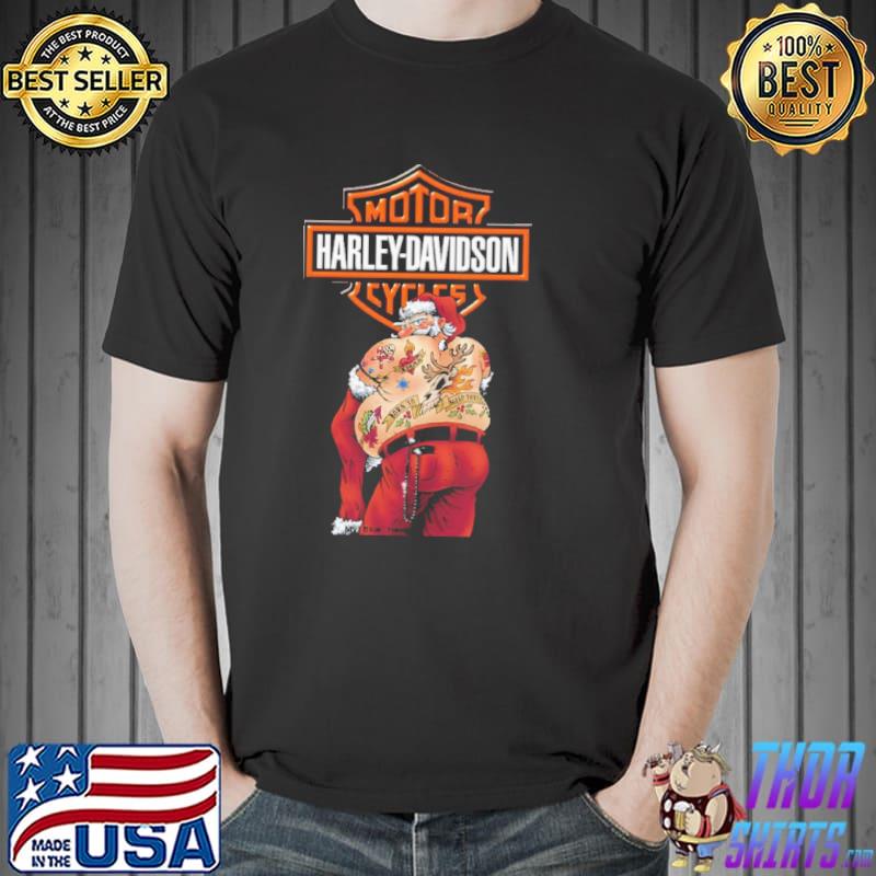 Bad santa riding a harleydavidson christmas design shirt