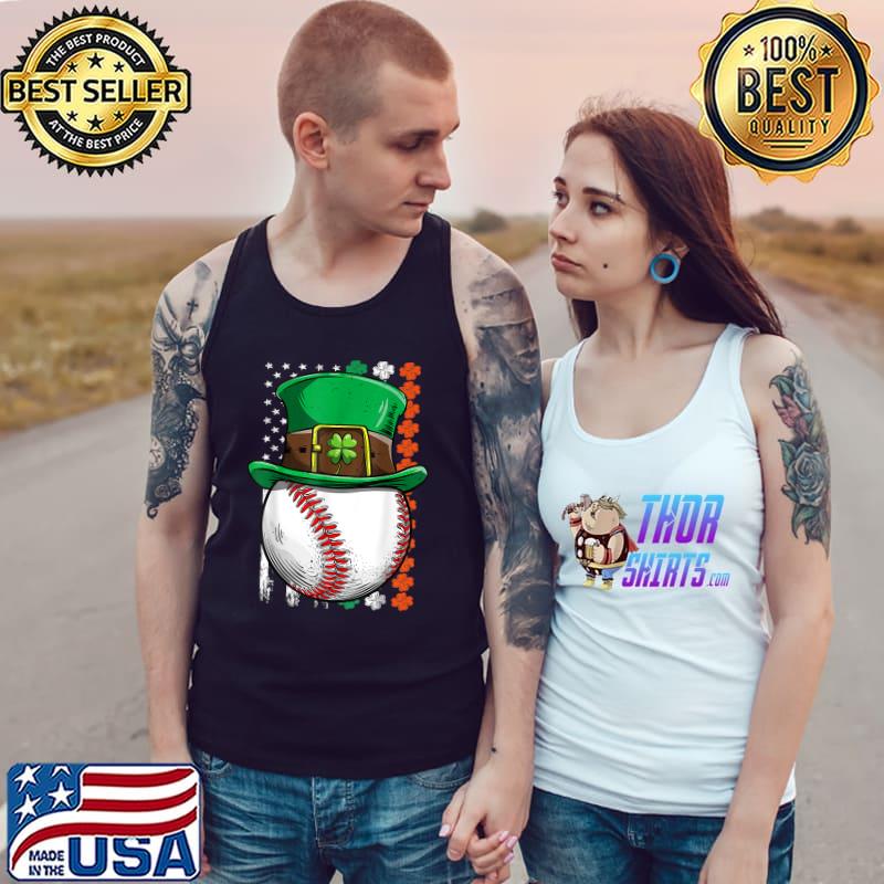 Baseball St Patricks Day Ball Leprechaun Hat Catcher American Flag T-Shirt Tank Top