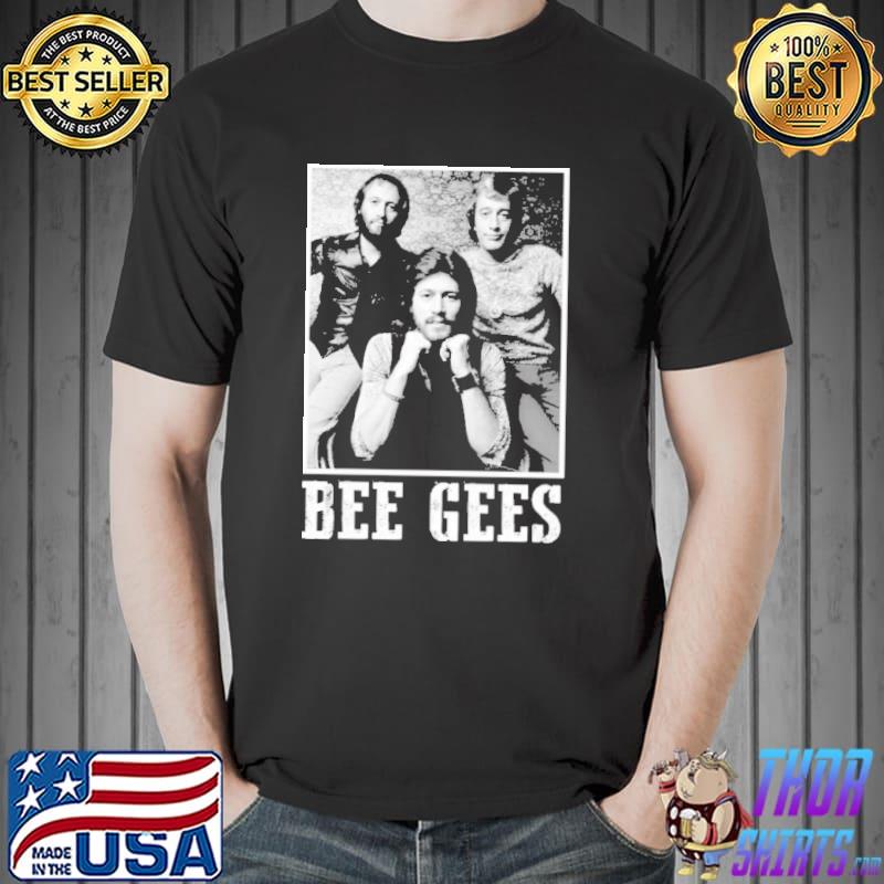Bee gees 80s design black and white shirt