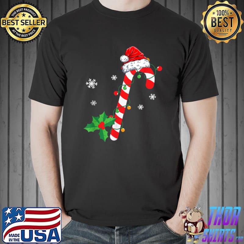 Candy Cane Crew Santa Hat Lights Christmas 2022 T-Shirt