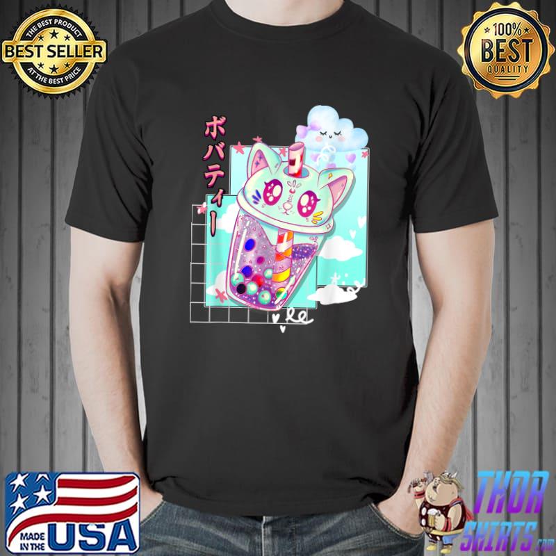 Cat Bubble Tea Kawaii Boba Tea Anime Japanese T-Shirt