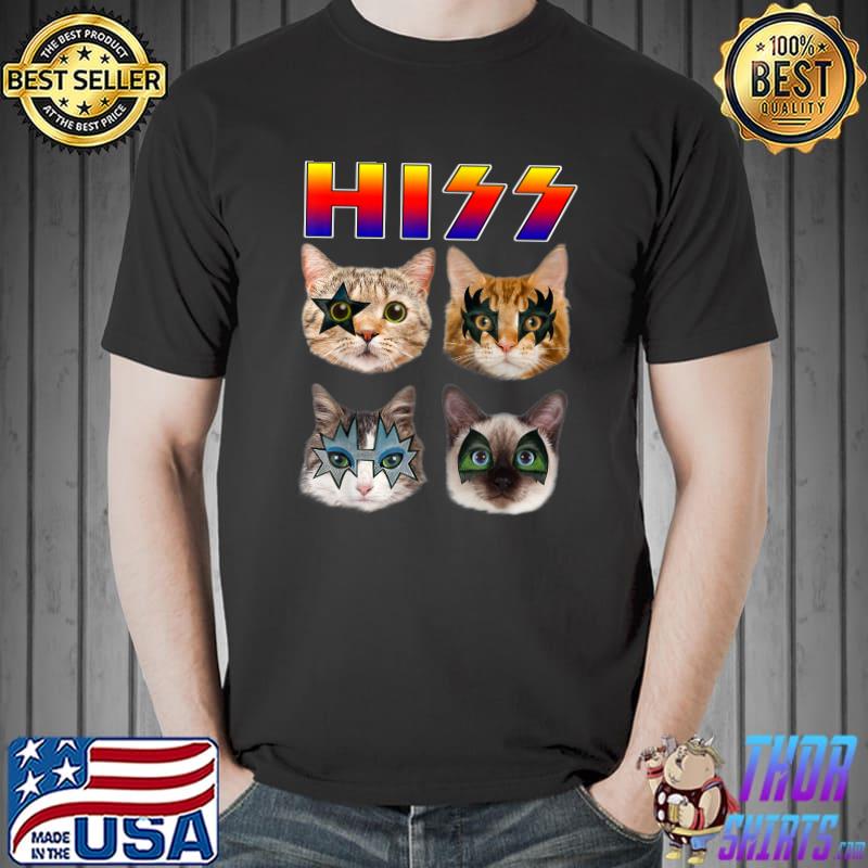 Cat Hiss Rock And Roll For Cat Lover Cat Dad T-Shirt