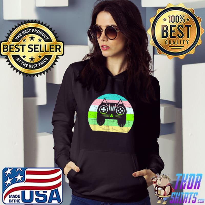 Cat videogames controller retro cat and gaming lover T-Shirt Hoodie