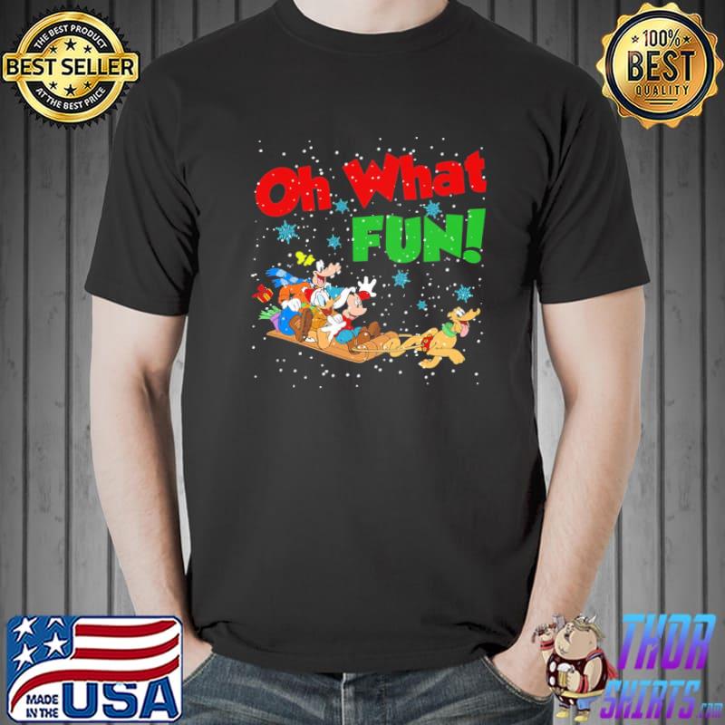 Christmas oh what fun holiday mickey and Donald under snow classic shirt
