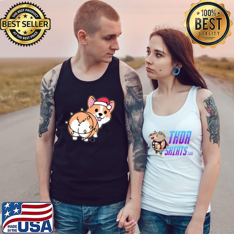 Corgi lights santa hat merry christmas lover dogs T-Shirt Tank Top