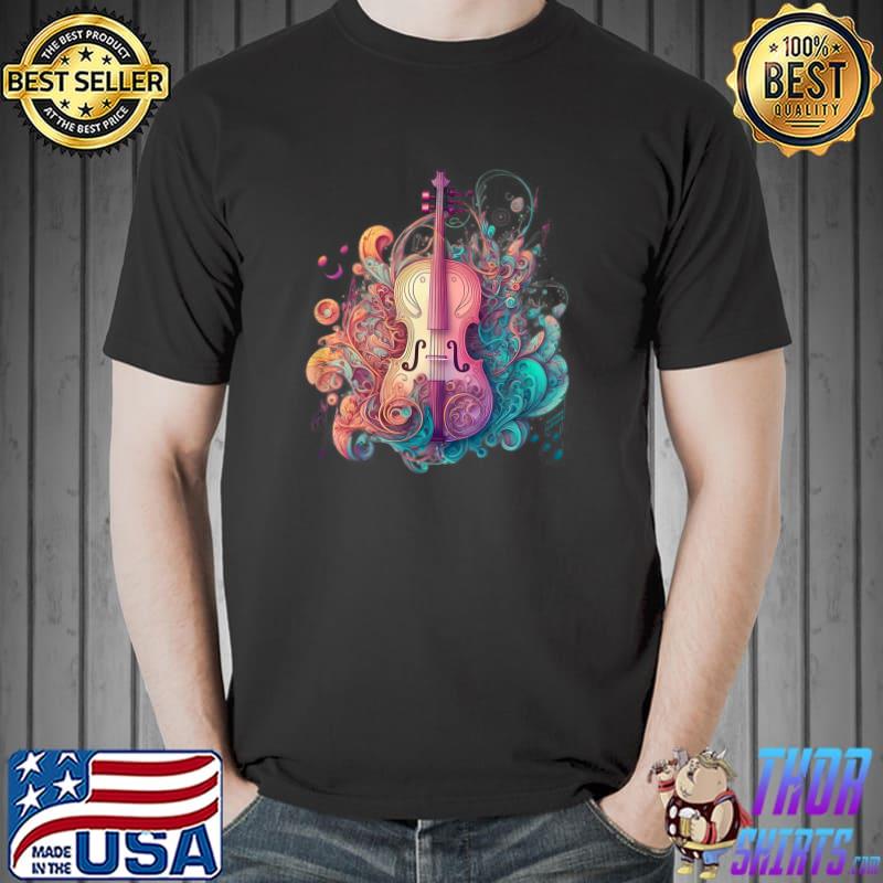 Creative Colorful Cello Illustration T-Shirt