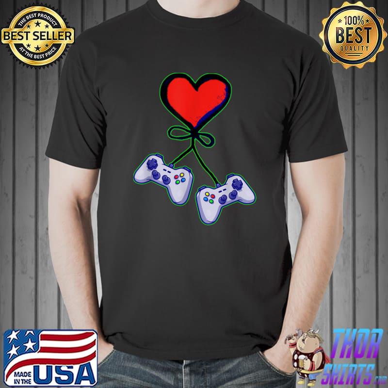 Cute Valentine's Day Matching Couple Video Gamer T-Shirt
