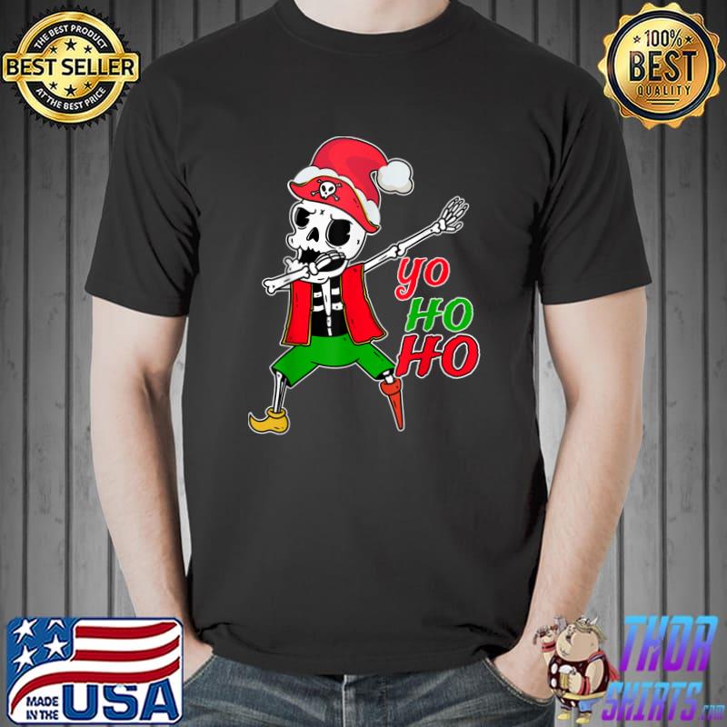 Dabbing Pirate Skeleton Santa Christmas Yo Ho Ho T-Shirt
