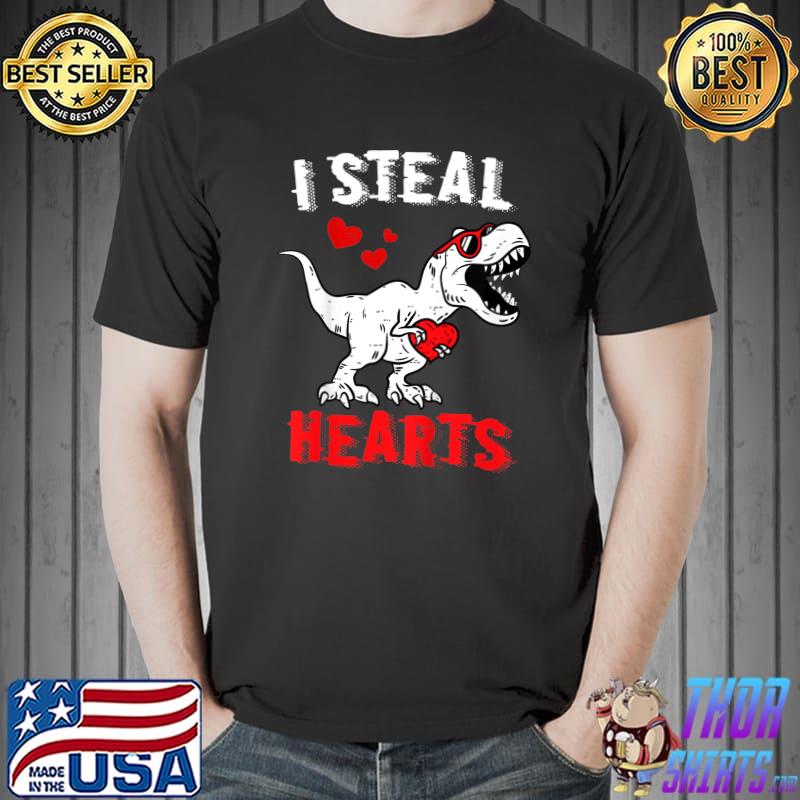 Dinosaur Valentines Day I Steal Hearts T-Shirt