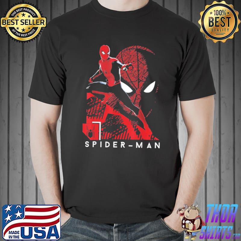 Far from home portrait tech background spider man shirt